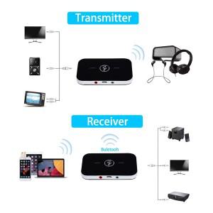 호환 B6 2 IN 1 블루투스 5.3 오디오 송수신기 3.5mm AUX 잭 RCA USB 동글 음악 무선 어댑터 (자동차 PC TV