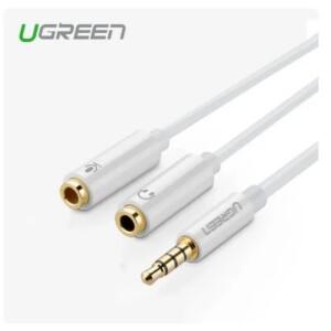 UGREEN 헤드셋 어댑터 헤드폰 마이크 Y 분배기 케이블 3.5mm AUX 스테레오 오디오 남성 2 여성 별도의 플매