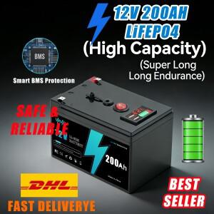 리튬 배터리 12V 200Ah BMS를 갖춘 인산철 - 태양광 저장 RV 보트 적합