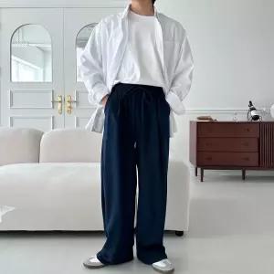 남자 4컬러 썸머 여름 린넨 허리밴딩 투턱 와이드팬츠