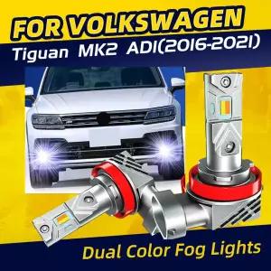 LED전구 폭스바겐 티구안 MK2 AD1 2016 2017 2018 2019 2020 2021용 2x 자동차 LED 전면 안개등 전구 듀얼