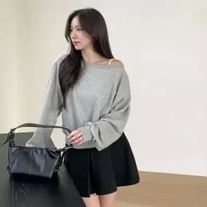 [하프클럽/옷자락]여성 키치무드 벌룬소매 루즈핏 맨투맨