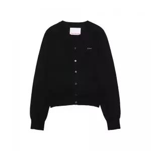 AMES-WORLDWIDE BASIC ROUND NECK CARDIGAN BLACK