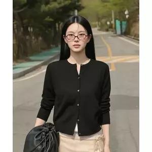 Permanentarchive [우먼] 에어 플렉스 라운드 넥 가디건 (블랙)