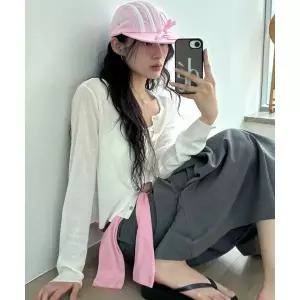 MIXXO [에센셜] 린넨 시스루 골지 가디건_MIWCKG510T