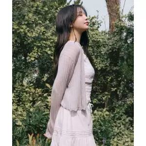ROLAROLA LACE DETAIL CARDIGAN LIGHT GRAY
