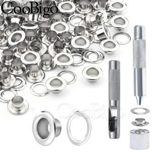 200sets 금속 구멍 그로멧 펀치 설치 도구 세트 벨트 의류 캔버스 커튼 커튼 신발 텐트 2mm 3mm 4mm 5mm 10