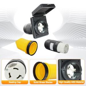 부트 코드 보호대 포함 쇼어 전원 키트  NEMA SS2-50P 트위스트 잠금 장치  암수 플러그  50AMP RV 입구  1