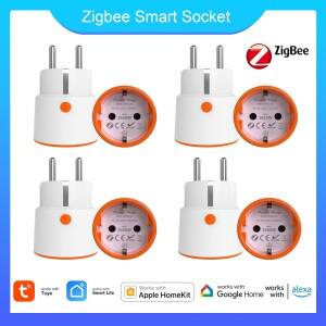 Tuya ZigBee 3.0 스마트 전원 플러그 EU 16A 소켓 에너지 모니터 콘센트 Homekit Alexa Google 홈으로 무선