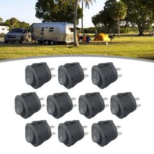 10피스 12V 라운드 로커 스위치 ON/OFF 2 핀 SPST 캠핑카 밴 캐러밴 Motorhome 보트 액세서리 조명 기기