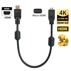 숏 마이크로 HDMI 케이블 4K 60Hz 양방향 to 어댑터 고프로호환 히어로 7 블랙 5 4 6 라즈베리 파이호환 4