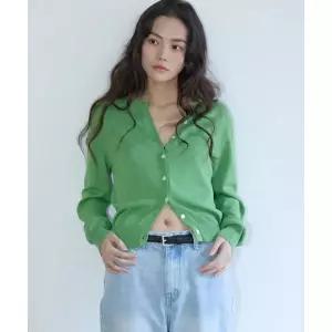 MICHIKO LONDON KOSHINO 에센셜 라운드 니트 가디건 라이트 그린