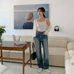 [하프클럽/]여성 여름 슬리브리스 자개 버튼 가디건 세트