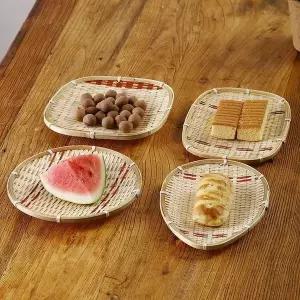 전통 대나무 소쿠리 투톤 직사각형  18x25cm   10개 묶음  WFLQ6BJ