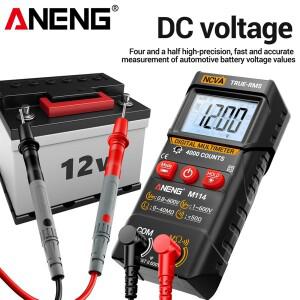 디지털 멀티미터 ANENG M114 4000 계수 AC 전압 테스터 스마트 전류 측정기 자동 NCV 저항 데이터 경고음