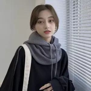 여성용 겨울 방한 니트 인조 후드 넥워머 목토시 페이크후드 페이크넥워머 후드워머