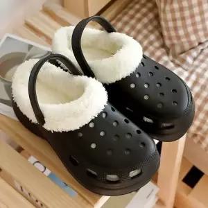 여성 2컬러 사계절 내피 탈부착 펀칭 통굽 털슬리퍼 여자슬리퍼 겨울슬리퍼 기모슬리퍼