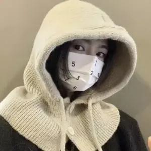 바라클라바 페이크후드 여유핏 겨울 니트 워머 여성 페이크후드 페이크넥워머 니트넥워머