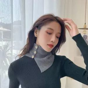 6컬러 도톰 패션 니트넥워머 단추 터틀넥 페이크워머 페이크카라 겨울목폴라