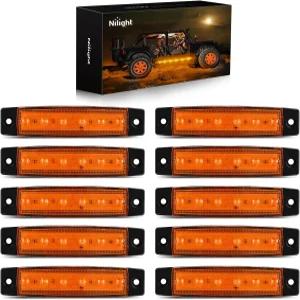 Nilight TL-14 10PCS 3.8인치 6 앰버 인디케이터 리어 사이드 트럭 트레일러 RV 캡 보트 버스 로리 LED