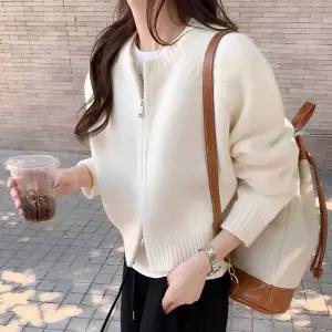 꾸룩꾸룩 데일리 집업 투웨이 지퍼 가디건 러블리 라운드넥 여성 Bee8+4yDt