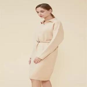 [난돌라]오픈 카라 롱 니트 원피스 베이지 (6026243A)