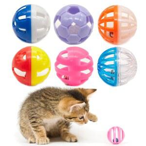 패션 토크 12PCS 밸류 팩 플라스틱 공 고양이 장난감 격자 공과 벨 징글 장난감, 선물 상자 1.5