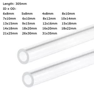 호환  Uxcell 2pcs OD 8-35mm 투명 아크릴 튜브 엄밀한 원형 튜브 305mm 길이 PMMA 유기 유리 플라스틱 파