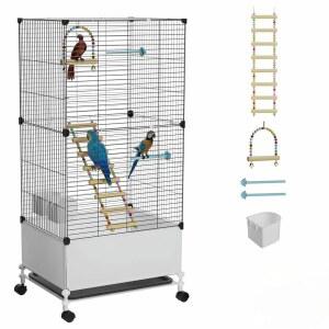 STILLCOVE BIG FLIGHT 새장 롤링 스탠드 핀치 바퀴가 케이지 있는 잉꼬 앵무새용 CONURE 블랙 CANARY 모란 앵무새 넓은 BUDGIE