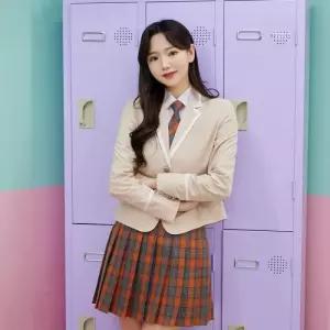 교복몰 연베이지 화이트라인 여자 자켓 교복 학생복