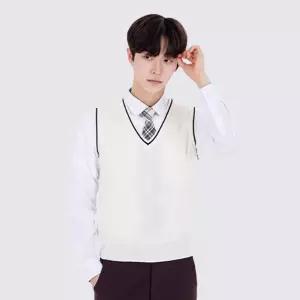 교복몰 보풀방지 아이보리블랙 교복조끼(남자) 교복