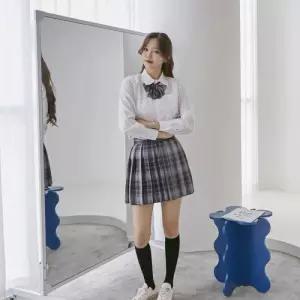 교복몰 그레이블랙체크 스커트 리본타이 SET 교복