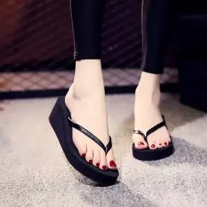 여성 쪼리 슬리퍼 5cm 통굽 웨지힐 여름 샌들 편한신발-WFO4STL