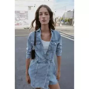 ZARA 자라 Z1975 숏 데님 원피스 - 미디움 블루 4001439