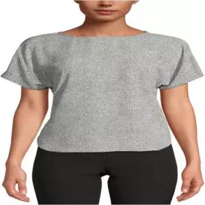 앤 클라인 여성 반팔 프린트 상의 화이트/앤 블랙