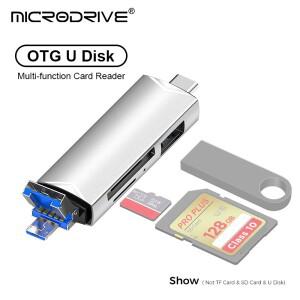 OTG 유형 C 6 in 1 마이크로 TF 카드 리더 c-usb otg 어댑터 USB 3.0 플래시 드라이브 다기능