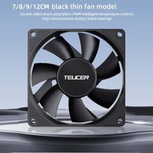 TEUCER 초박형 냉각 팬 60x60x10mm 12V 대용량 컴퓨터 케이스 6/7/8/9/12CM PC CPU 시스템 방열판