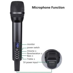 충전식 에코 트레블 베이스 2.4G 무선 핸드헬드 마이크 다이나믹 카라오케 파티 노래 공연 교회용