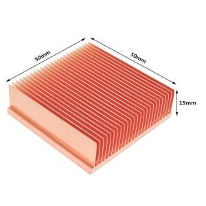 50x50x15mm 순수 구리 방열판, 스카이빙 핀 라디에이터 쿨러, 전자 칩 냉각용