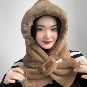 후드 브라운 머플러 소프트퍼 후드머플러 후드머플러