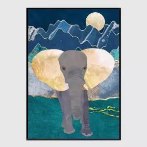 동물 액자 Moonlight golden elephant A2사이즈 거실액자 깔끔한액자 공간그림
