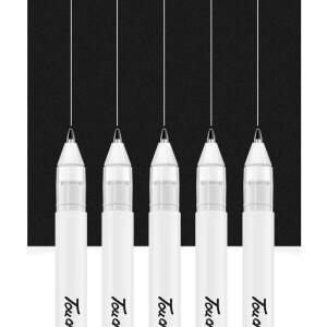 5개입 화이트 젤리 롤 젤 펜 0.8mm 형광펜 아트 드로잉 페인팅 저널링 잉크 라인 학용품