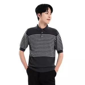 울 니트 남성용 풀오버 순모 루즈핏 데일리룩 봄가을 폴라넥 코디 반팔티 카라 아우터 스트라이프 M스포2