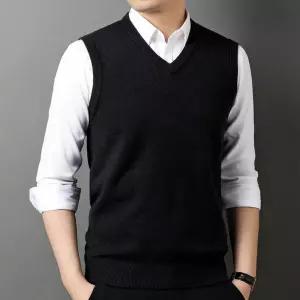 니트 캐주얼 가을 남사친 코디 스웨터 민소매 패션 조끼 댄디 브이넥 M스포3
