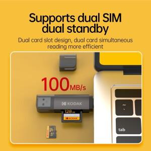 코닥 2-in-1 다기능 USB TYPE-C 카드 리더기 외장 스토리지 듀얼 메모리 스틱 3.0 미니 SD/TF