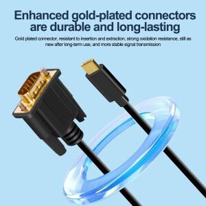 USB C타입 3.1 to VGA 어댑터 1080P DVI(수) 비디오 컨버터 케이블 (HDTV, 프로젝터, 노트북, 모니터용)
