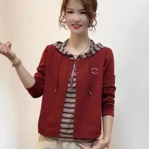 여성 가을 투피스 후드 긴팔 후드티 데일리 티 캐주얼한 가짜 스트라이프 슬림핏 SPO마켓3