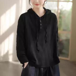 여친 면 캐주얼 봄 빈티지 후드 톱 후드티 데일리 루즈핏 솔리드 SPO마켓1