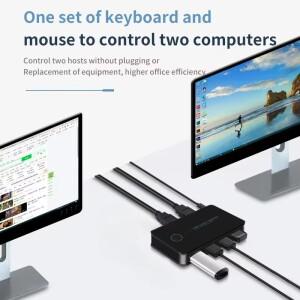 USB 3.0 KVM 스위치 어댑터 2 입력 4 출력 PC 노트북 키보드 마우스 프린터 용 공유 컨트롤러 허브