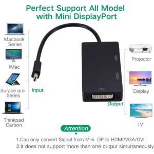 3in 1 Thunderbolt DP-HDMI VGA DVI 변환기 MacBook Pro Air DisplayPort 프로젝터 용 1080P 미니 DP 케이